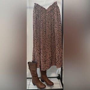 Papillon Blanc Black and Brown Polka Dot A-Line Skirt